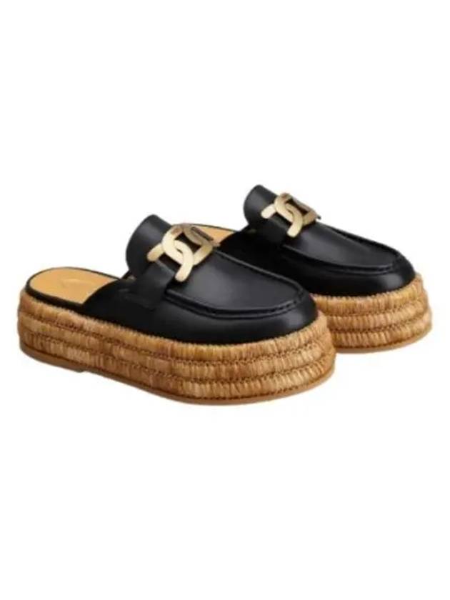 Kate Logo Leather Raffia Bloafer Black - TOD'S - BALAAN 2