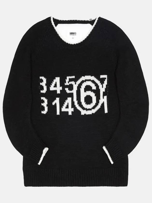 Numbering Logo Oversized Cotton Knit Top Black - MAISON MARGIELA - BALAAN 4