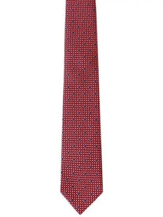 Gancini Print Silk Tie Blue Red - SALVATORE FERRAGAMO - BALAAN 2