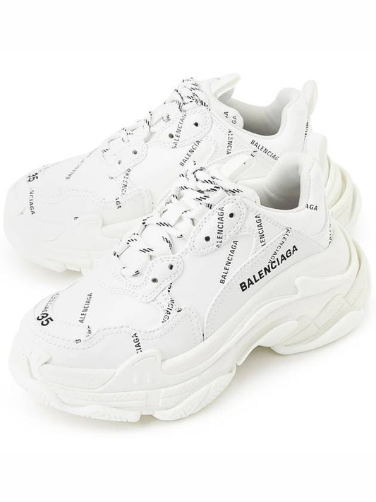 Women's Triple S Logo Low Top Sneakers White - BALENCIAGA - BALAAN.