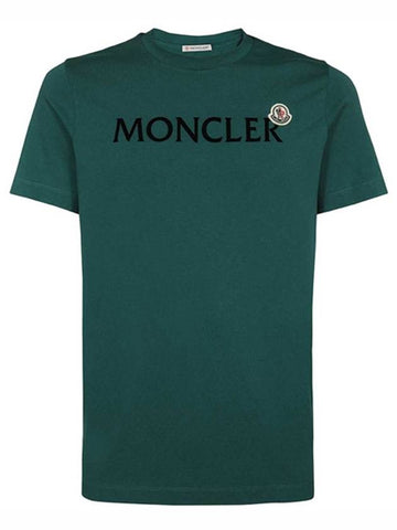 8C00025 8390T 865 Logo Patch Round Short Sleeve TShirt Green Men's TShirt TJ - MONCLER - BALAAN 1