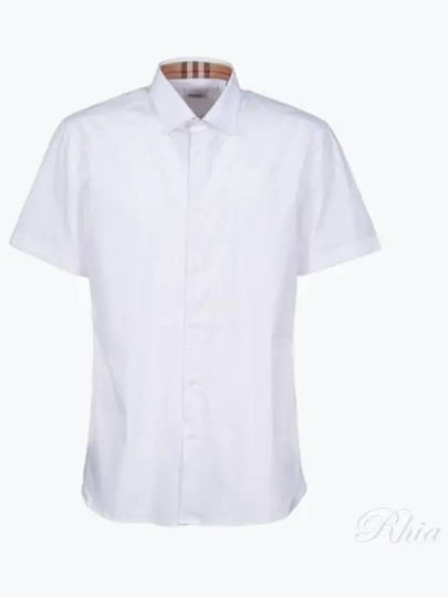 Men's Logo Cotton Short Sleeve Shirt White - BURBERRY - BALAAN 2