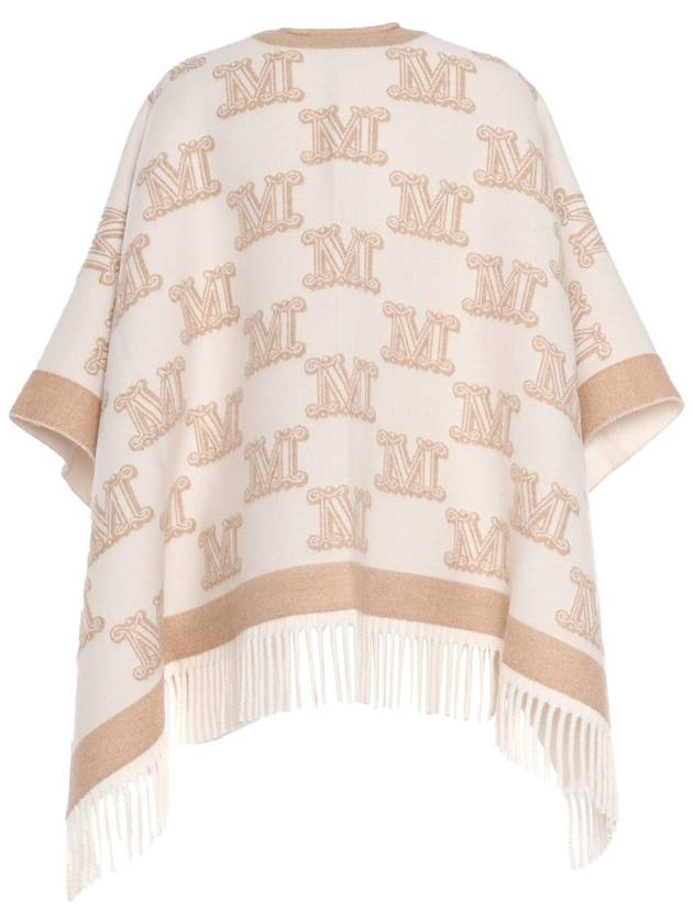 Fringe Logo Wool Cape Beige - MAX MARA - BALAAN 3