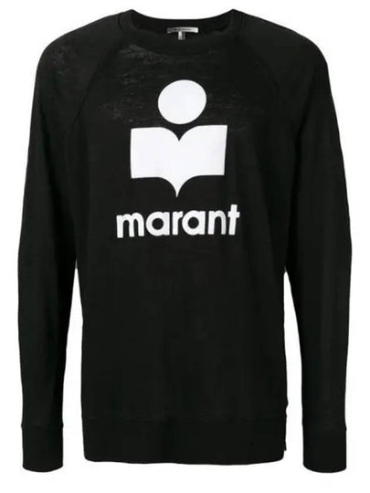 Kieffer Logo Print Linen Long Sleeve T-Shirt Black - ISABEL MARANT - BALAAN 2