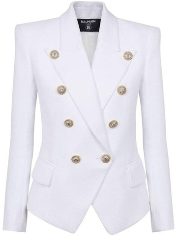 Viscose Blazer Jacket White - BALMAIN - BALAAN 1