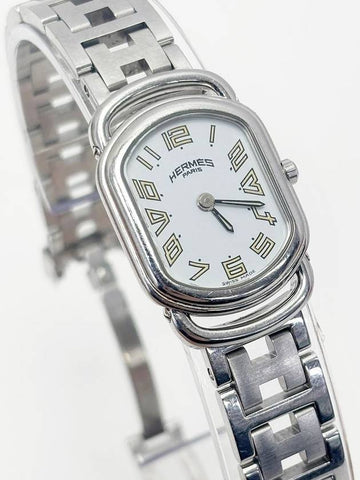 Silver Metal Square Round Women s Rally Watch 4VHEC31118 - HERMES - BALAAN 1