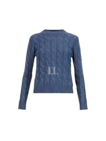 Women's Edipo Cable Cashmere Knit Top Blue - MAX MARA - BALAAN 2