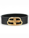 BB Thin Bracelet Black - BALENCIAGA - BALAAN.