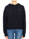 Embroidered Logo Cashmere Hoodie Navy - SPORTY & RICH - BALAAN 2