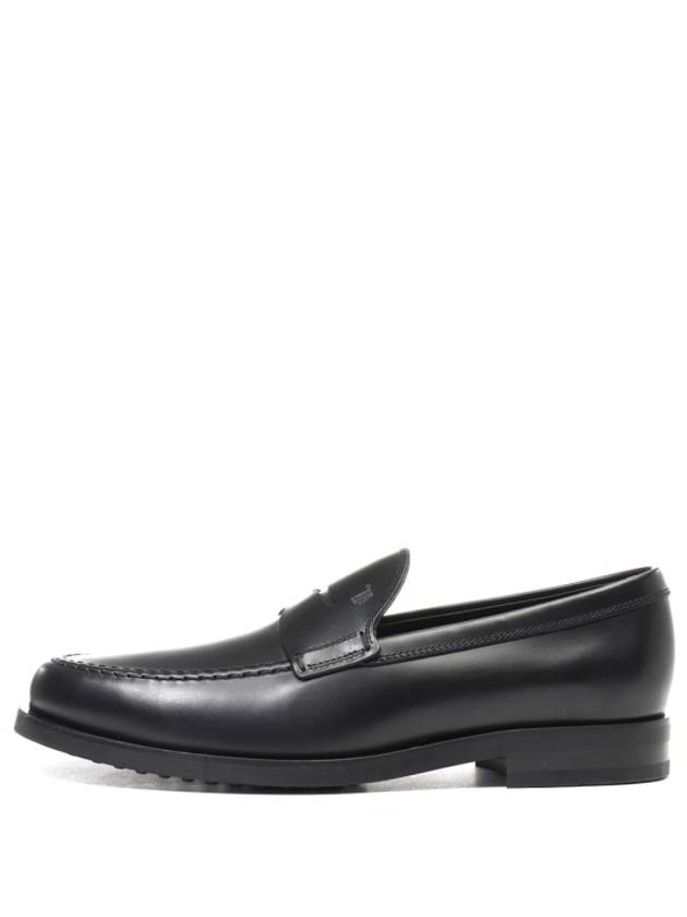 Men's Stamped Monogram Semi Glossy Leather Loafers Black - TOD'S - BALAAN 3