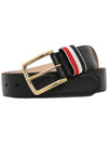 Men's Three Stripes Tab Pebbled Leather Belt Black - THOM BROWNE - BALAAN 2