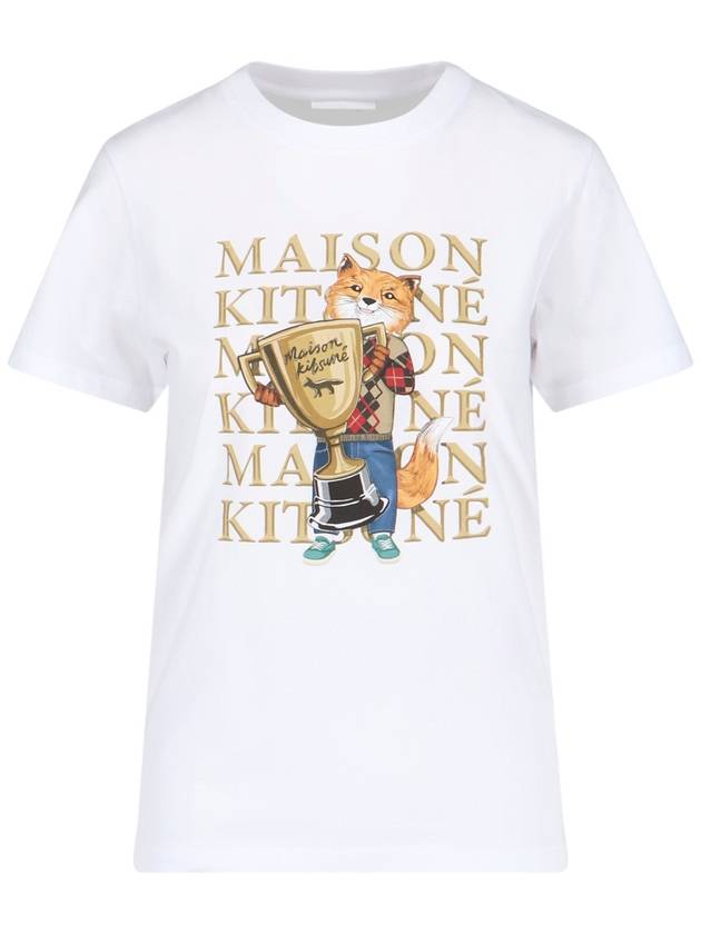 Fox Champion Print Short Sleeve T-Shirt White - MAISON KITSUNE - BALAAN 2