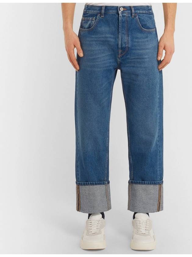 Men's Turn-Up Straight Jeans Blue - VALENTINO - BALAAN 2