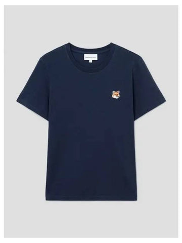 Women s Foxhead Patch Regular T Shirt Ink Blue Domestic Product GM0024022162140 - MAISON KITSUNE - BALAAN 1