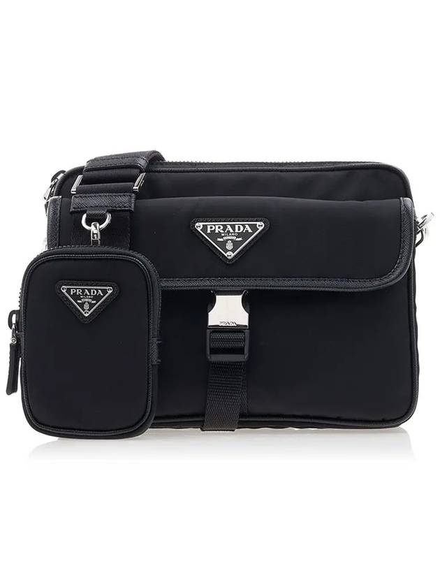 Re-Nylon Saffiano Leather Shoulder Bag Black - PRADA - BALAAN 2