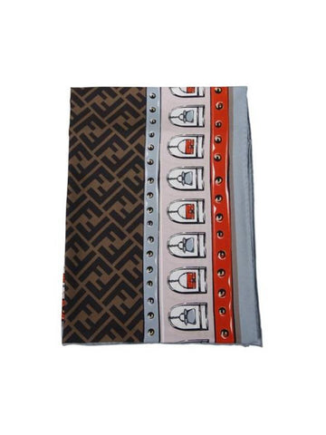 FF Silk Square Scarf Brown - FENDI - BALAAN 1