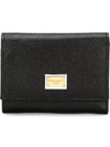 Logo Patch Dauphine Leather Half Wallet Black - DOLCE&GABBANA - BALAAN 1