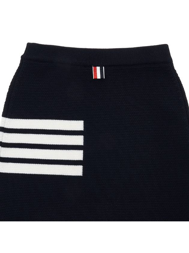 Fine Merino Wool Link Stitch Pencil Skirt Navy - THOM BROWNE - BALAAN.