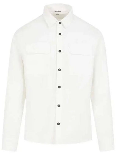 Organic Gabardine Buttoned Lens Long Slevee Shirt White - CP COMPANY - BALAAN 1