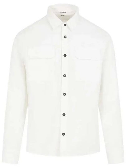 Organic Gabardine Buttoned Lens Long Slevee Shirt White - CP COMPANY - BALAAN 2