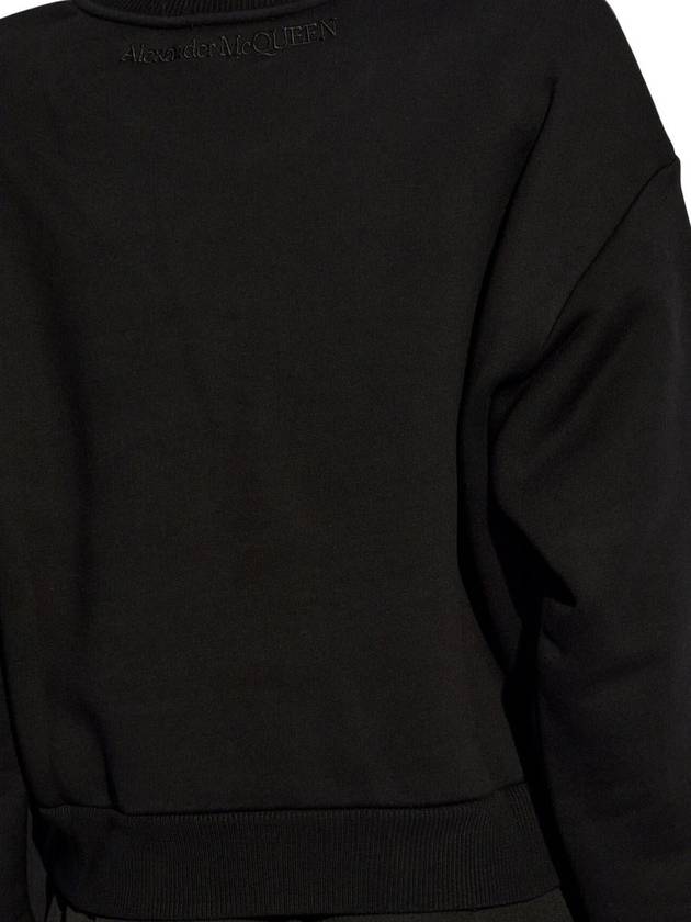 Cutout Detail Round Neck Sweatshirt Black - ALEXANDER MCQUEEN - BALAAN 3