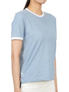 Women's Melange Jersey Ringer Short Sleeve T-Shirt Light Blue - THOM BROWNE - BALAAN 4