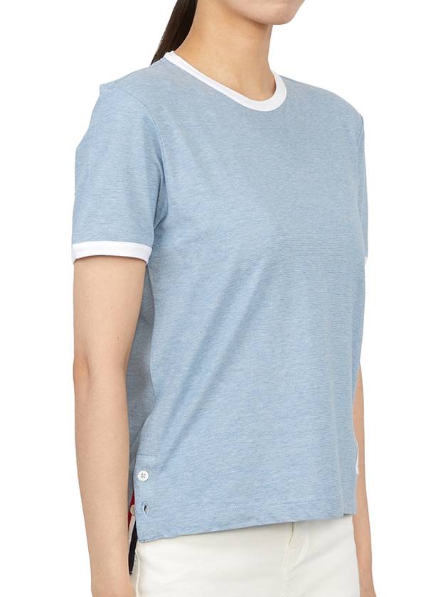 Women's Melange Jersey Ringer Short Sleeve T-Shirt Light Blue - THOM BROWNE - BALAAN 6