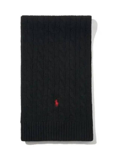 Cable knit wool blend scarf black - POLO RALPH LAUREN - BALAAN 1