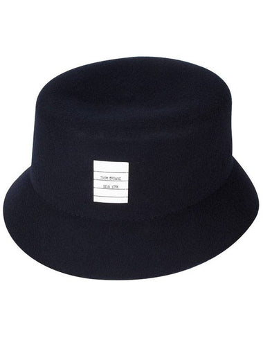 Logo Patch Wool Bucket Hat Navy - THOM BROWNE - BALAAN 1