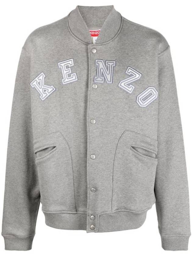 Academy Embroidered Logo Cotton Bomber Jacket Grey - KENZO - BALAAN 2