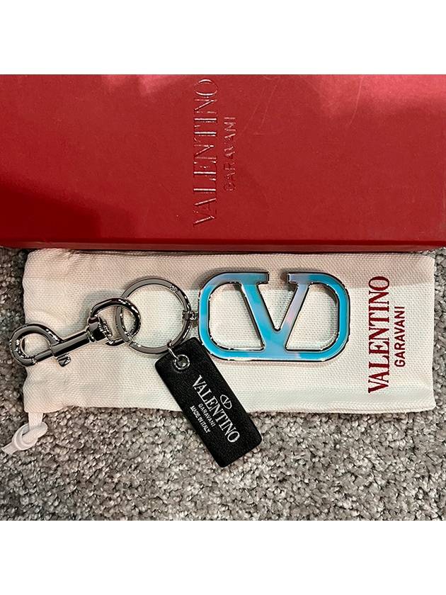 V Logo Signature Key Holder Silver - VALENTINO - BALAAN 4