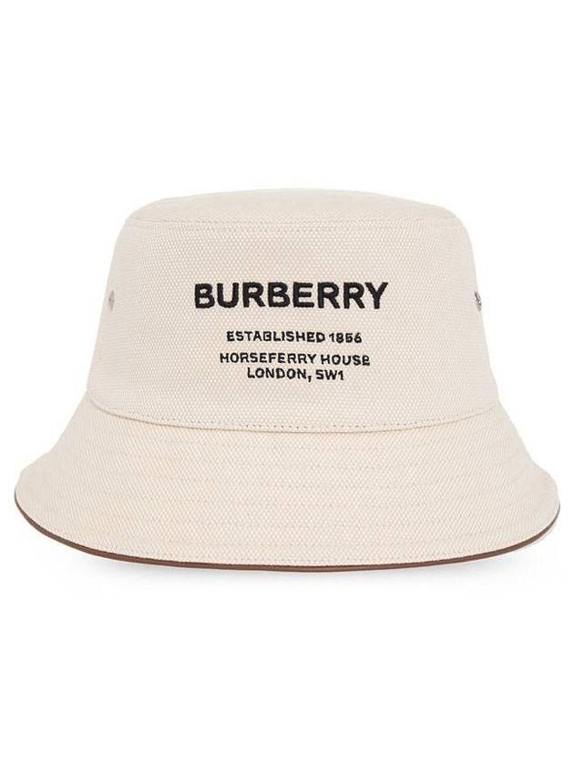 Horseferry Motif Cotton Bucket Hat Beige - BURBERRY - BALAAN.
