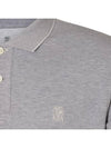 Embroidered Logo Short Sleeve Polo Shirt Grey - BRUNELLO CUCINELLI - BALAAN 4