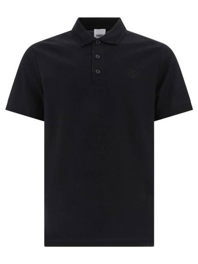 Men's Embroidered Logo Cotton Polo Shirt Black - BURBERRY - BALAAN 2