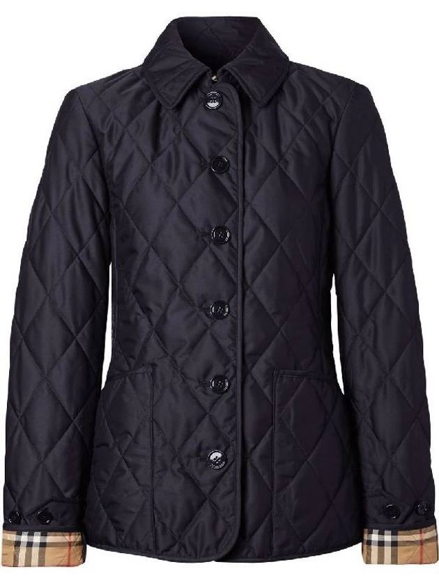 Women's Diamond Quilted Thermoregulated Check Jacket Midnight - BURBERRY - BALAAN 2