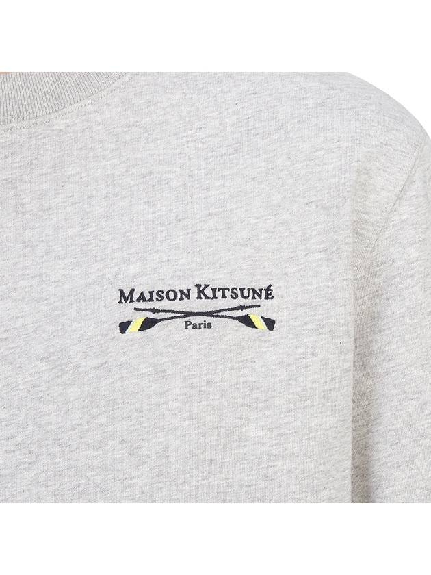 Oars Regular Crew Sweatshirt Light Grey Melange - MAISON KITSUNE - BALAAN 9