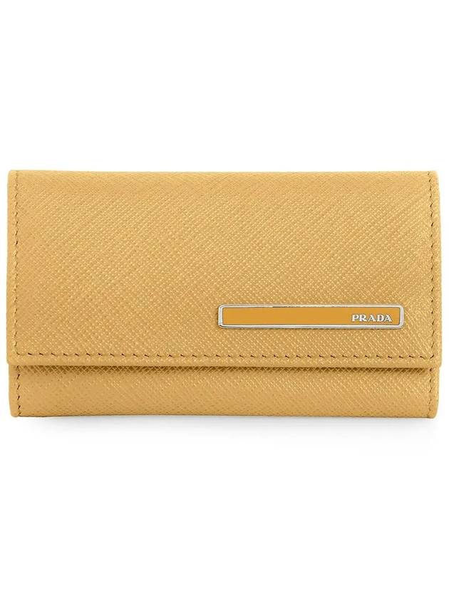 Saffiano Metal Logo Key Holder Yellow - PRADA - BALAAN.