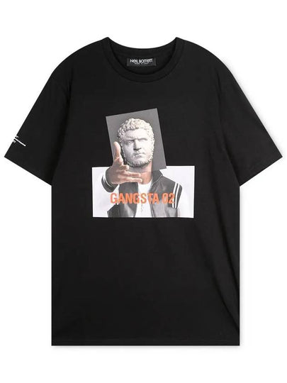 Gangster Print Short Sleeve T-Shirt Black - NEIL BARRETT - BALAAN 2