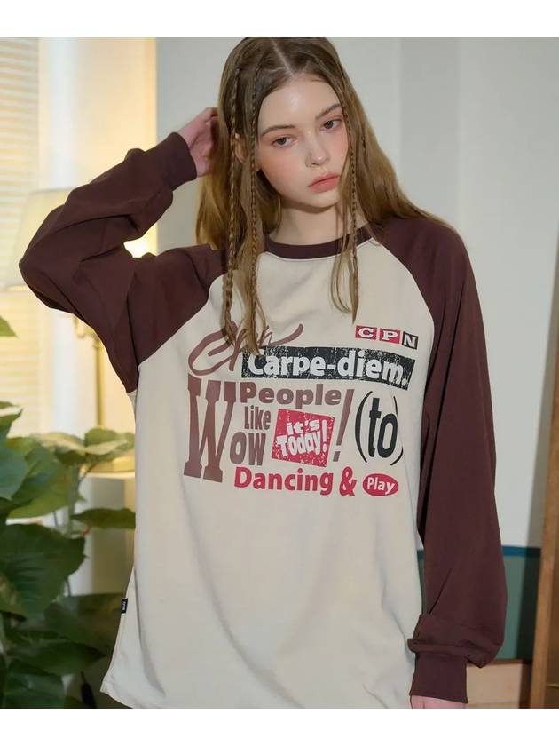 Carpe Diem Raglan Long Sleeve T Shirt Beige Brown - CPGN STUDIO - BALAAN 4