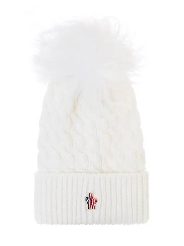 Grenoble Pom Wool Beanie White - MONCLER - BALAAN 2