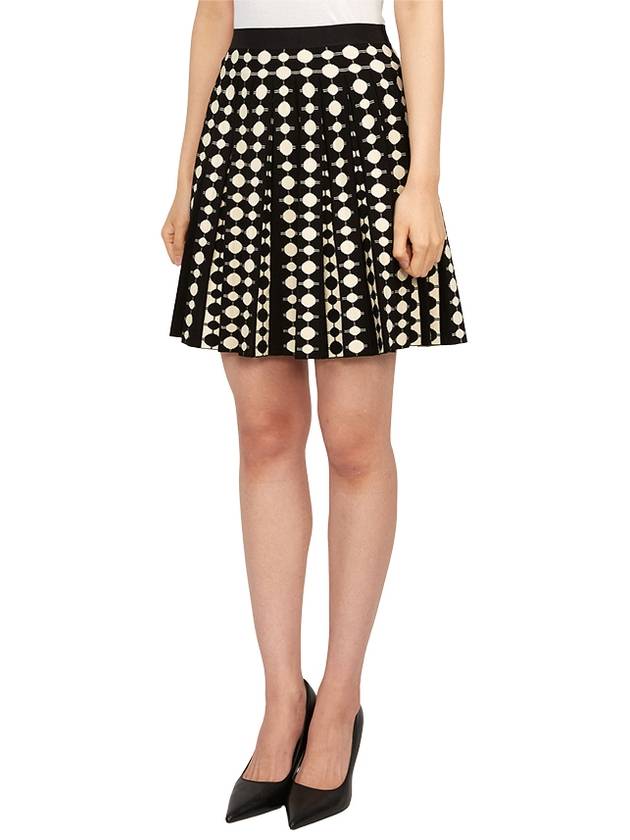 Viscose Jacquard Mini Pleated Skirt Black - TORY BURCH - BALAAN 3