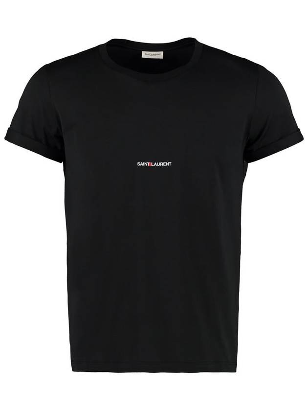 Men's Small Logo Short Sleeve T-Shirt Black - SAINT LAURENT - BALAAN 2