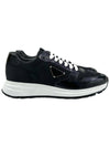 Prax 01 Re-Nylon Brushed Leather Low-Top Sneakers Black - PRADA - BALAAN 3