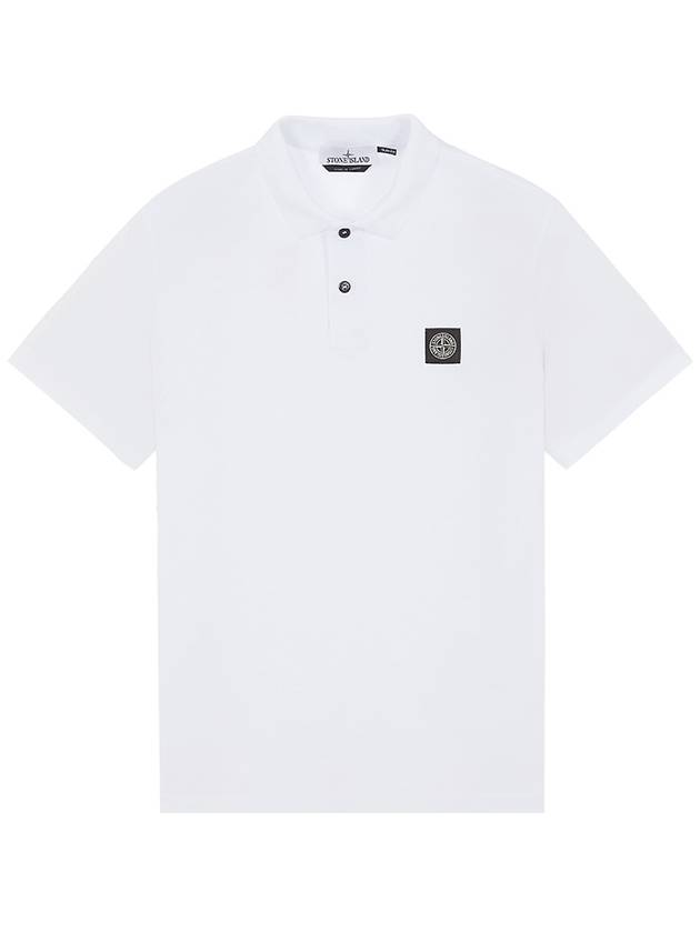 Men's Logo Patch Polo Shirt White - STONE ISLAND - BALAAN 2