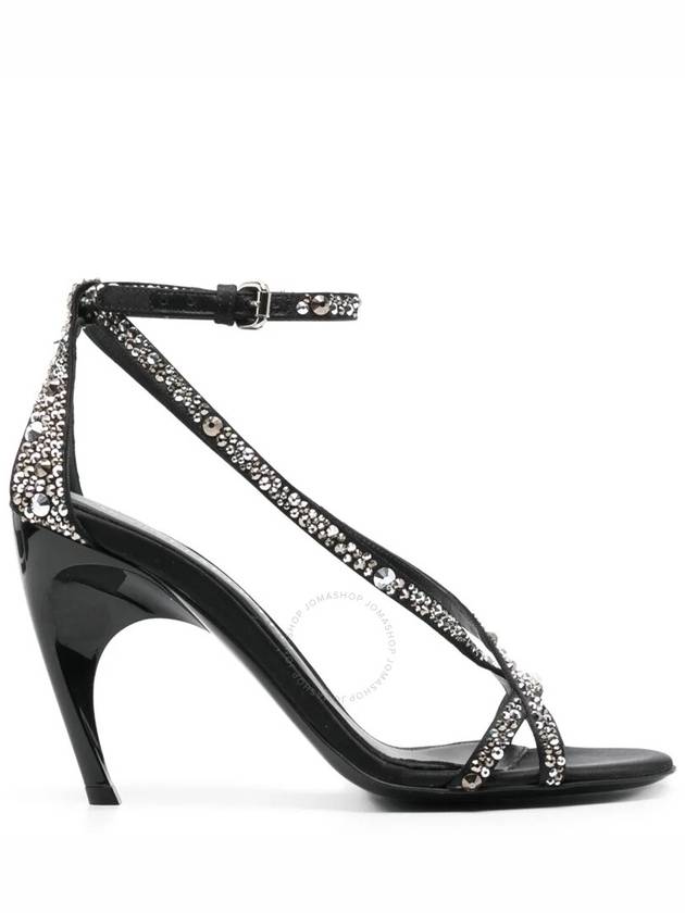 Twisted Armadillo Crystal Sandal Heels Black - ALEXANDER MCQUEEN - BALAAN 2