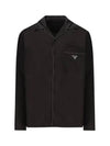 Embroidered Logo Pocket Silk Long Sleeve Shirt Black - PRADA - BALAAN 2