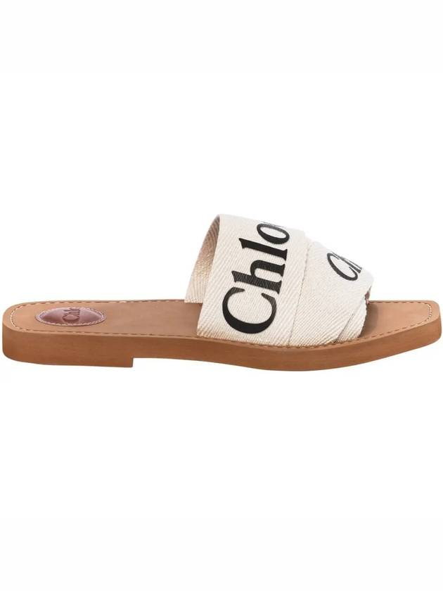 Woody Logo Flat Mule Slippers White - CHLOE - BALAAN 3