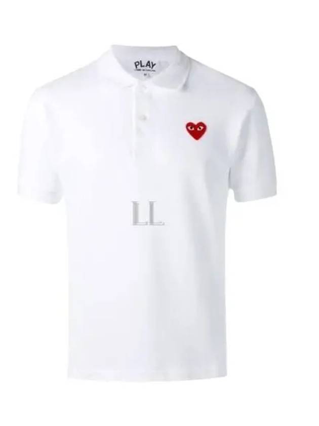 Heart Wappen Short Sleeve Polo Shirt White - COMME DES GARCONS PLAY - BALAAN 2