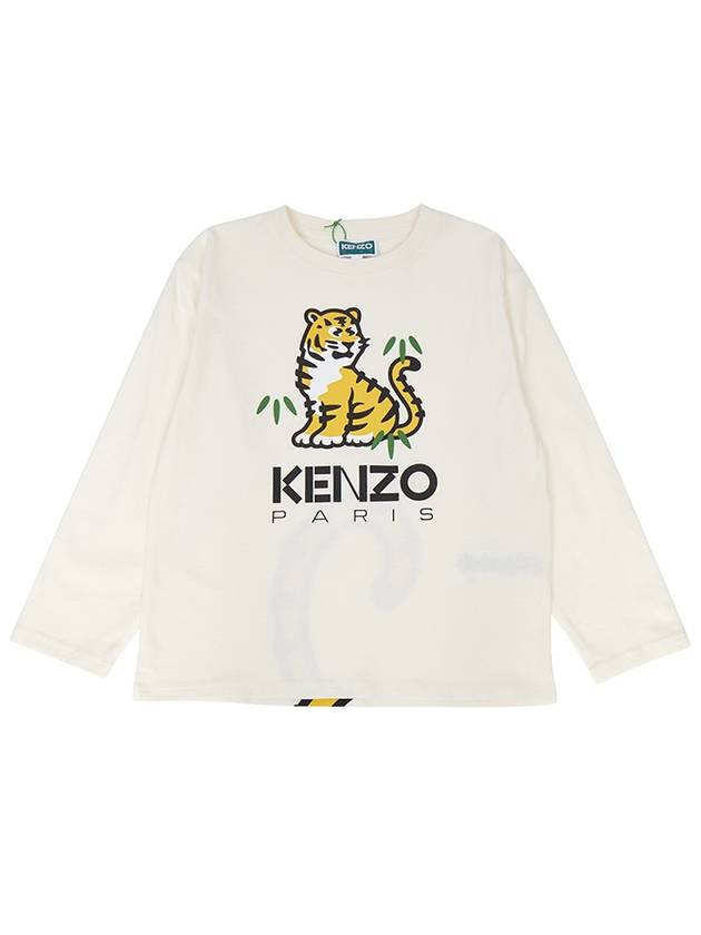 Kids Tiger Long Sleeve T-Shirt White - KENZO - BALAAN 2