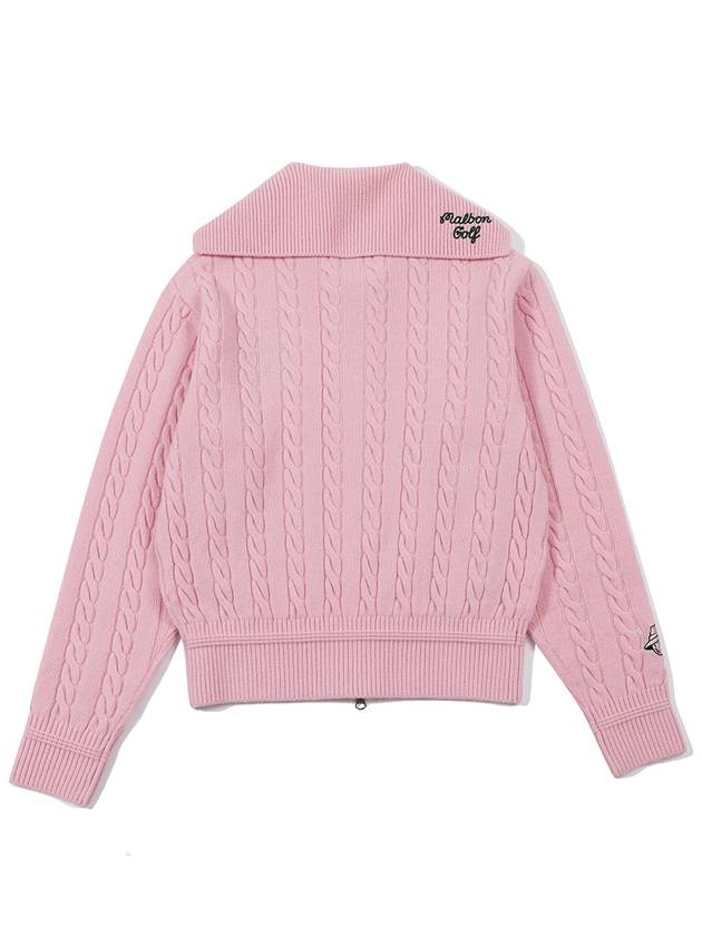 Cable Zip-up Sweater PINK WOMAN Blue Boutique M3122PKO11PNK - MALBON GOLF - BALAAN 3